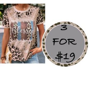 3/$19 NWT Southern Stitch leopard print short sleeve graphic T-shirt